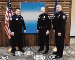 Photo by Robert. Ankrapp Captain Mike Petri (left), PoliceChief Lee Gavin and Capt. Dan Voltattorni at the recent “21st Century Policing” workshop in Livonia.