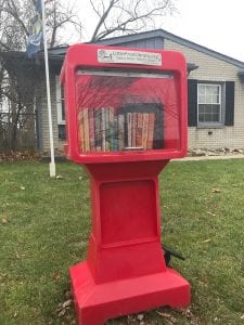 Photo by Zeinab Najm. A newly installed Little Free Library sits in the front yard of the Freys' house in the 3900 block of Mayfair Street in Dearborn Heights filled with books for enthusiastic readers.