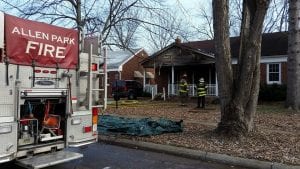 Photo courtesy of the Allen Park Fire Department An unidentified occupant suffered minor injuries the afternoon of Jan. 9 when a fire erupted in an Allen Park house in the 6000 block of Winona Street. Heavy smoke and fire was showing when firefighters arrived. The cause of the blaze is under investigation. Residents were impressed with how quickly firefighters from Allen Park and Taylor departments knocked the fire down. Firefighters said in reviewing the helmet cam video, the fire was darkened within six minutes of being dispatched. Dearborn Fire Department firefighters covered medical calls in Allen Park while they worked the fire.