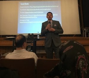Photo by Zeinab Najm Dearborn Public Schools Supt. Glenn Maleyko presents the district’s strategic plan and answers questions from parents during a meeting March 7 at Fordson High School.