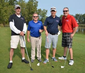 Photo courtesy of Fish & Loaves Community Food Bank The foursome of John Wrixon, John Garity, Alex Todd and Bryan Welsh won the 2017 Fish & Loaves Par for the Course golf outing.