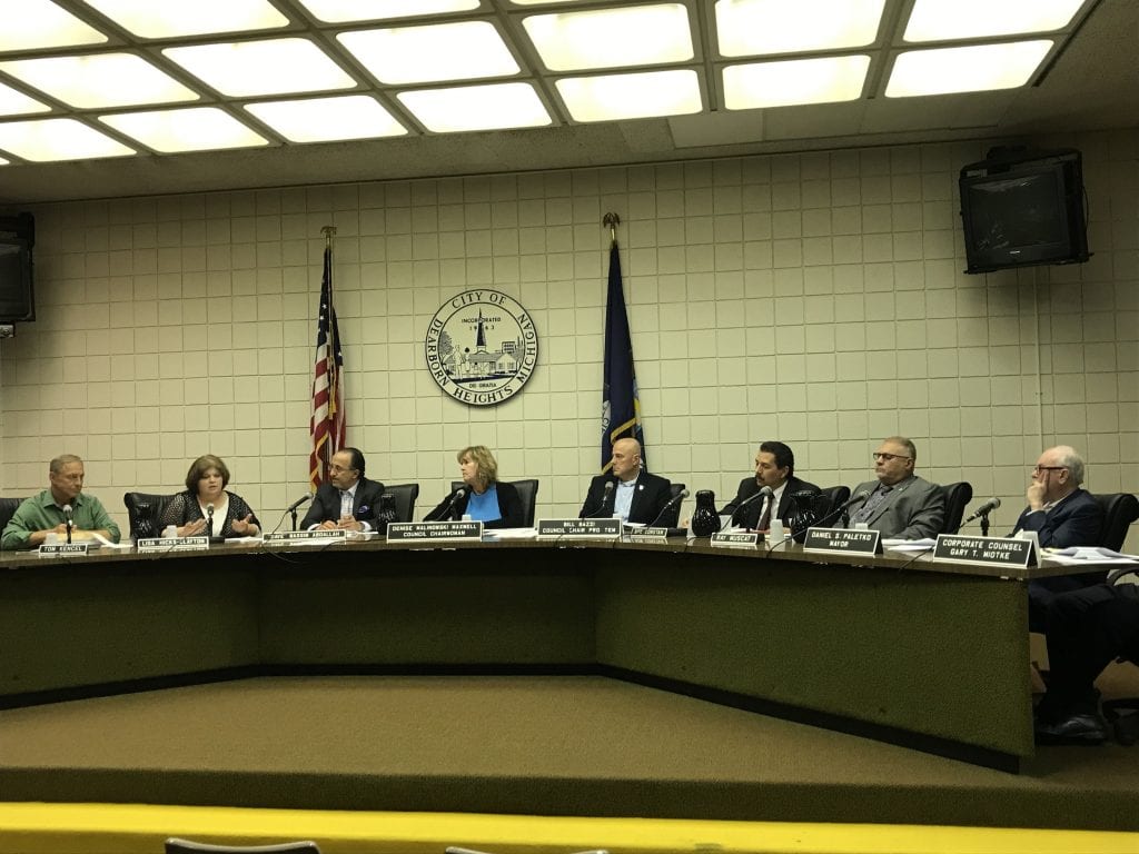 Photo by Zeinab Najm The Dearborn Heights City Council discusses filing a lawsuit against Mayor Daniel Paletko after he declined to sign an order that would hire a local law firm to conduct a forensic audit over $1.4 million in missing PEG funds.